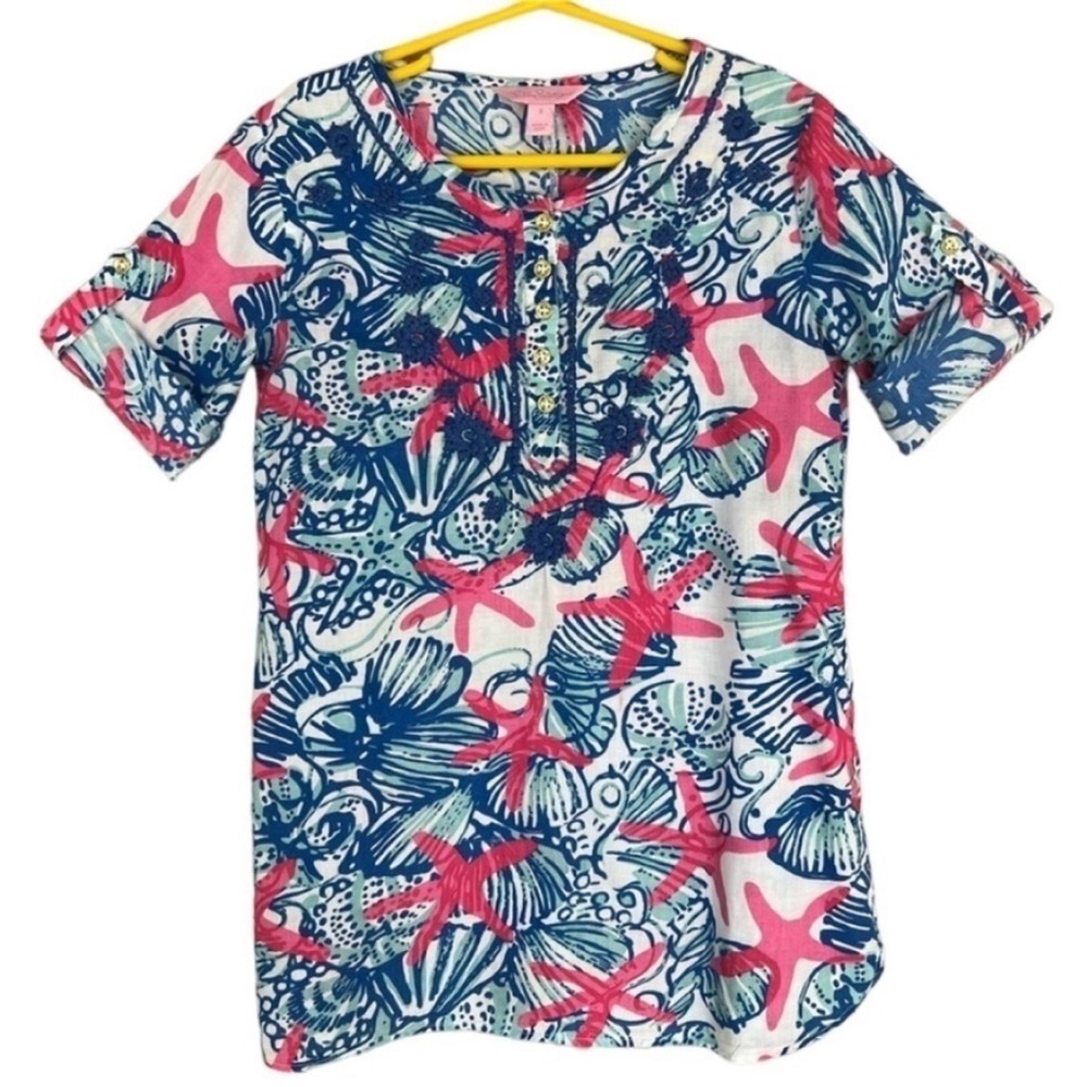 Lilly Pulitzer Atlee Tunic Dress She She Shells Print Cotton Girls Small - Picture 13 of 13